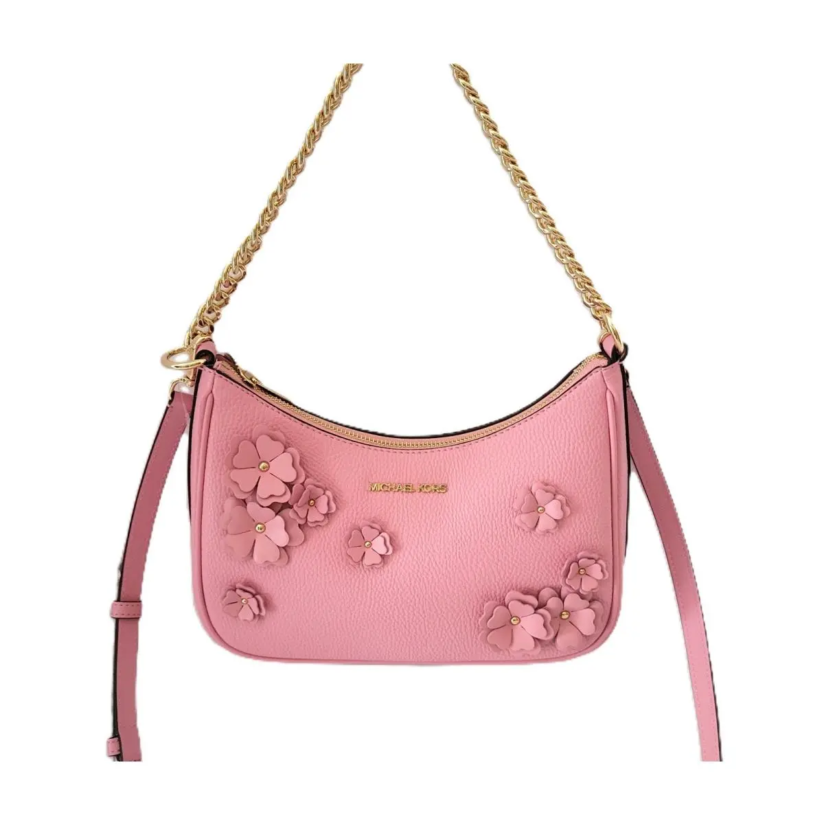 Michael Kors Jet Set Travel Large Embellished Pouchette Crossbody Carnation
