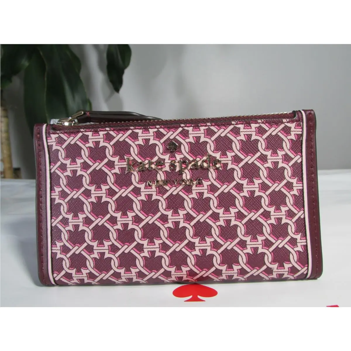 Kate Spade Saffiano Pvc Spade Link Small Slim Bifold Wallet