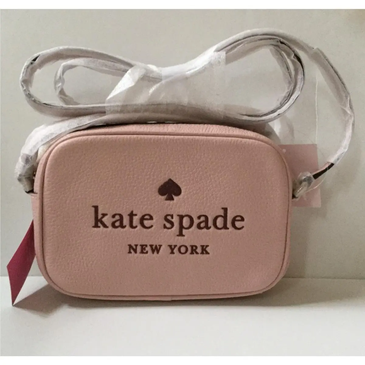 Kate Spade Glitter On Mini Camera Leather Crossbody Bag in Rose Smoke Pink