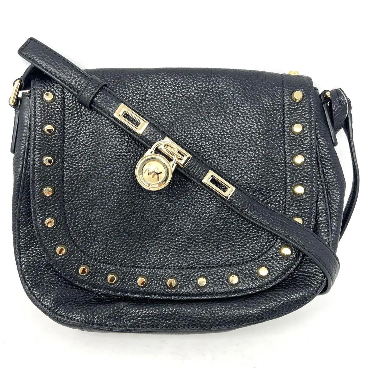 Hamilton Traveler Messenger Black Studded Crossbody Bag by Michael Kors