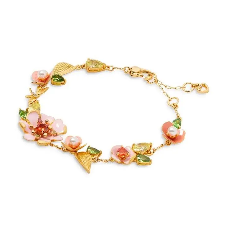 Kate Spade Bloom in Color Floral Bracelet Gold Tone Multi