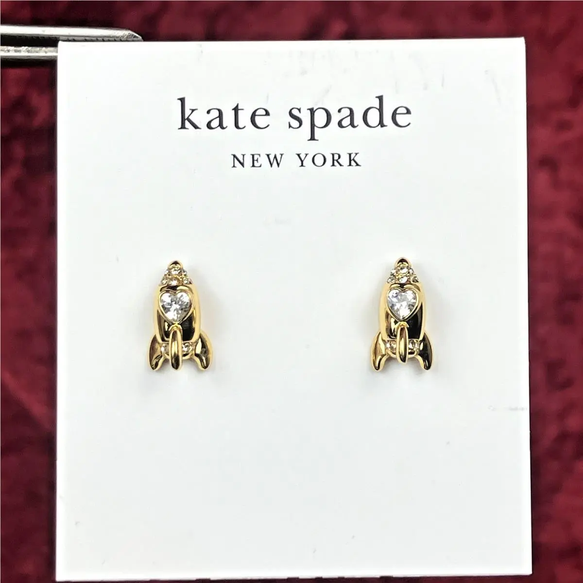 Kate Spade New York Space Cadet Rocket Ship Heart Crystal Stud Earrings