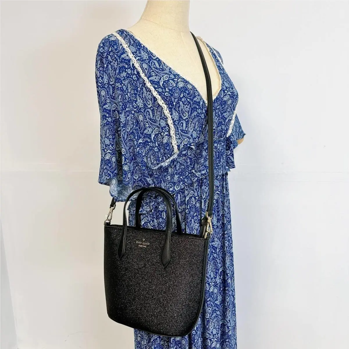 Kate Spade KE460 York Glimmer Satchel Tote IN Black