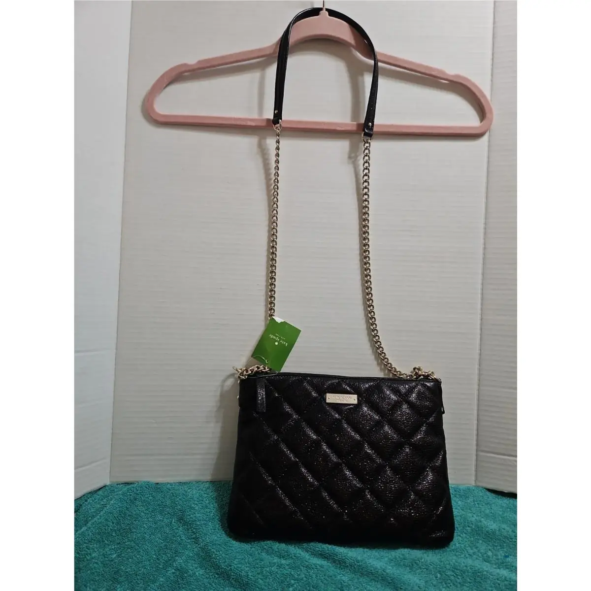 Kate Spade Quilted Black Metallic Shoulder Bag Evening Bag Purse