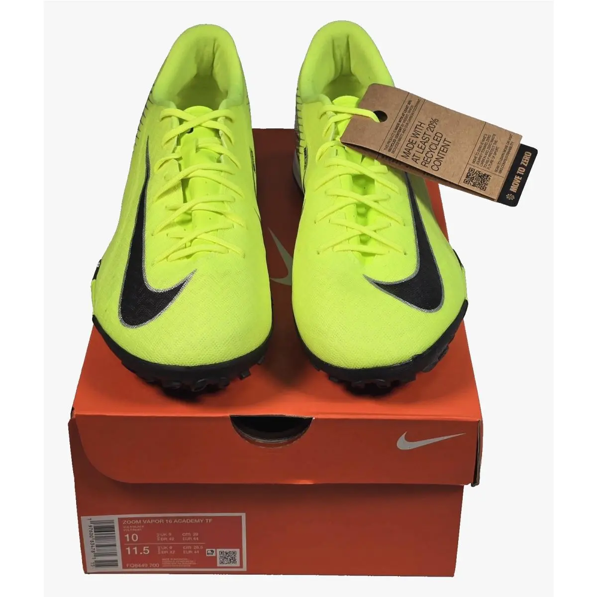Nike Zoom Vapor 16 Academy TF Men 10 W 11.5 Volt Black Soccer Shoes FQ8449-700