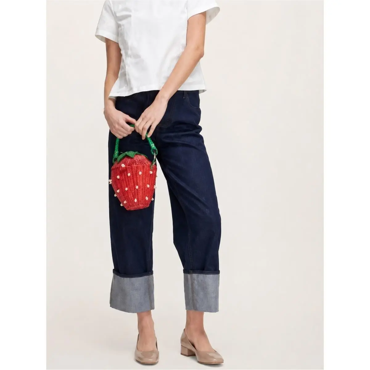 Kate Spade x Target Pearl Embellished Wicker Strawberry Bag Basket Bucket