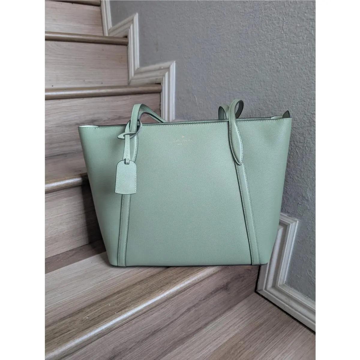 Cara Large Zip Tote Shoulder Refined Grain Leather Balsam Green by Kate Spade
