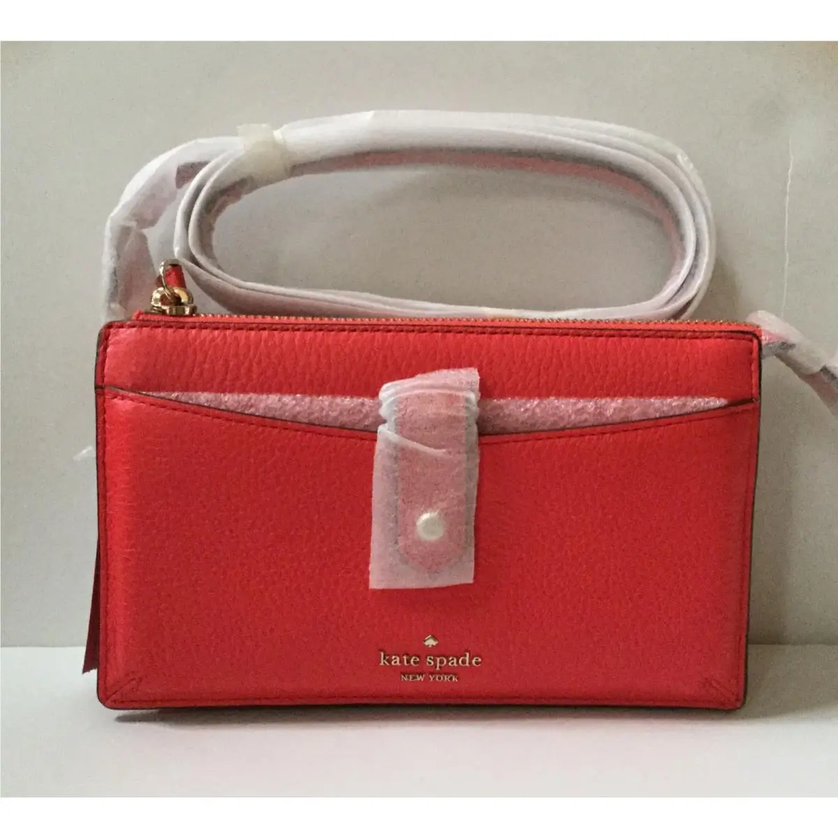 Kate Spade Small Tab Zip Leather Crossbody Bag Stoplight