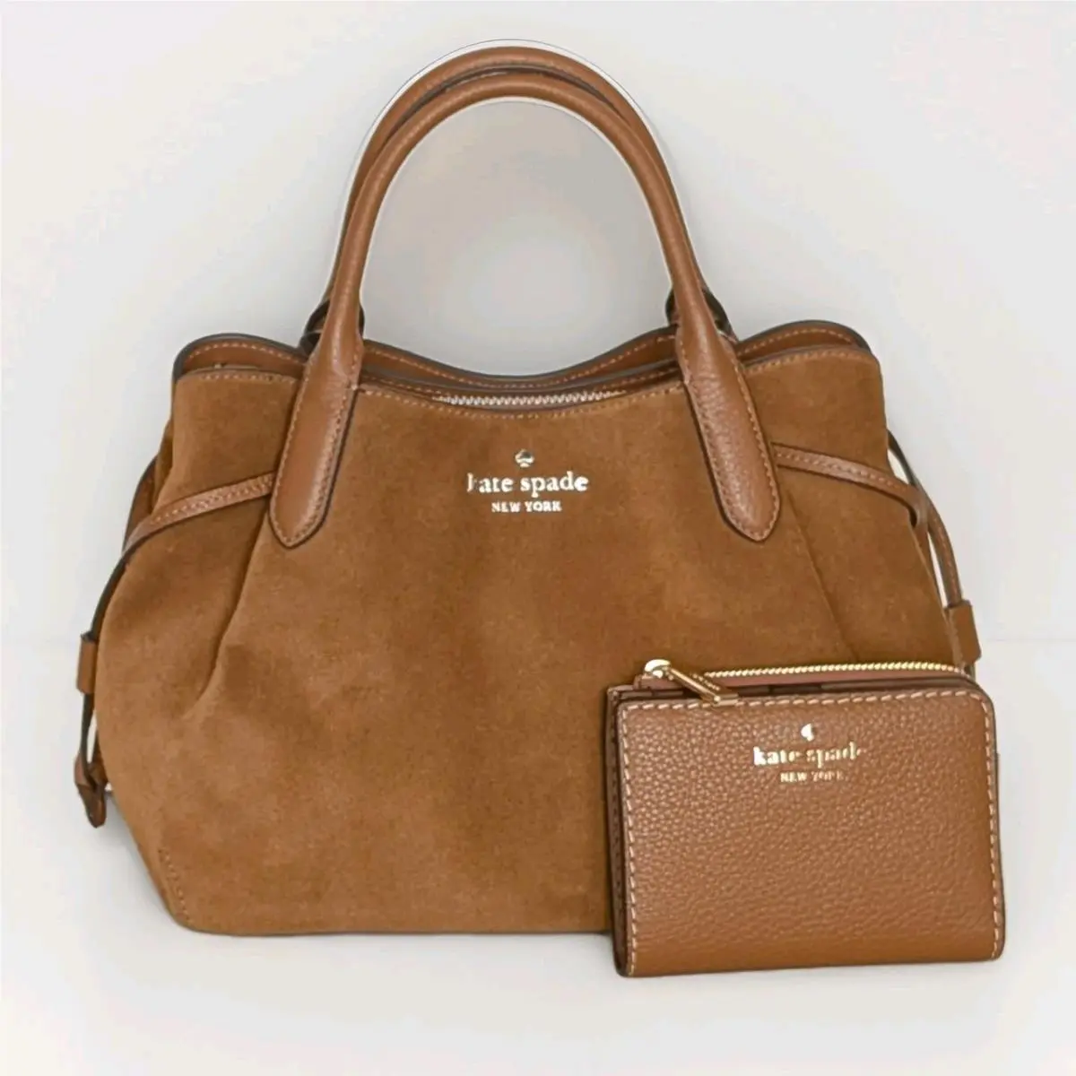 Kate Spade Dumpling Satchel Shoulder Bag Wallet Small Warm Ginger Suede