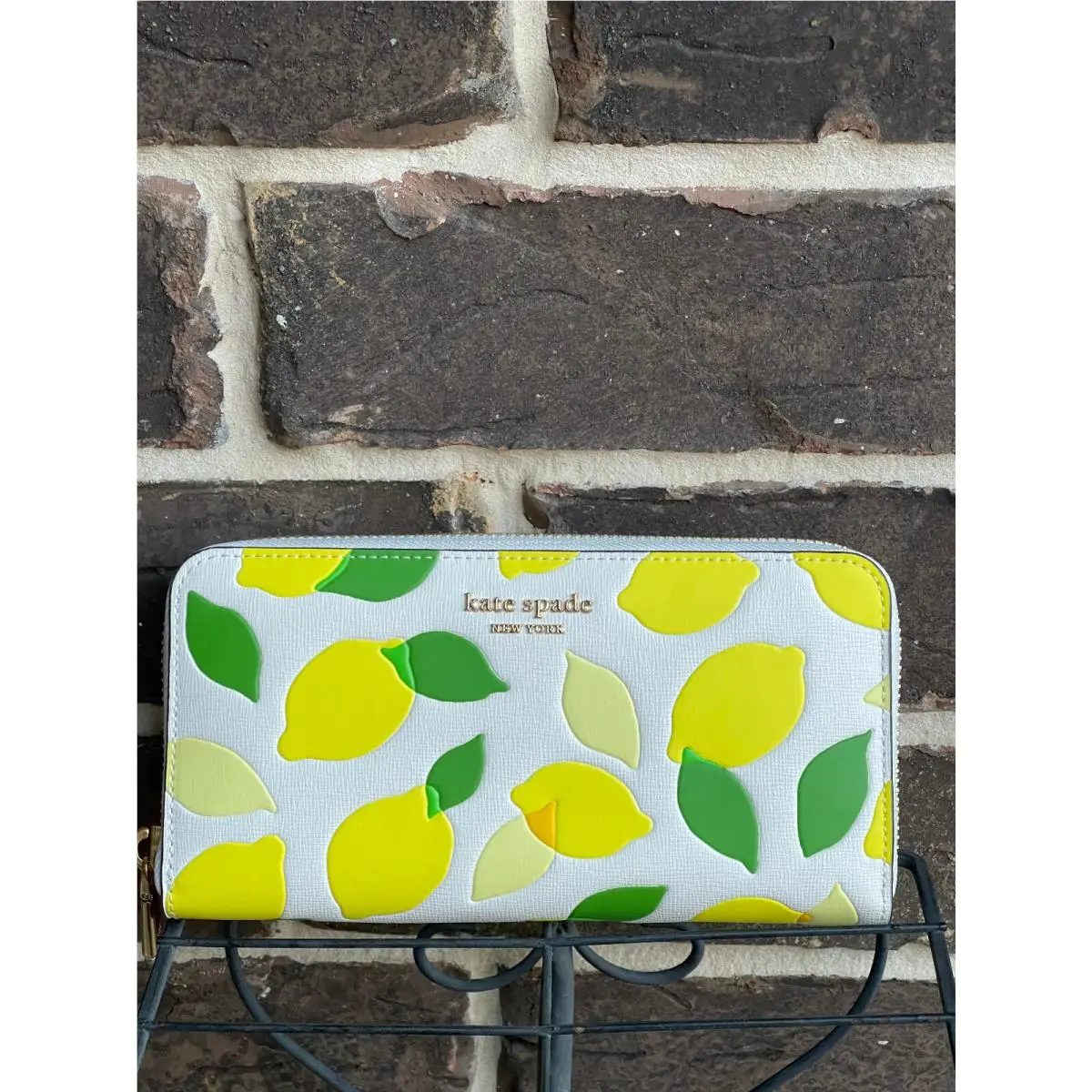 NWT$210 Kate Spade Morgan Lemon Toss Embellish Ziparound Continent Wallet Multi