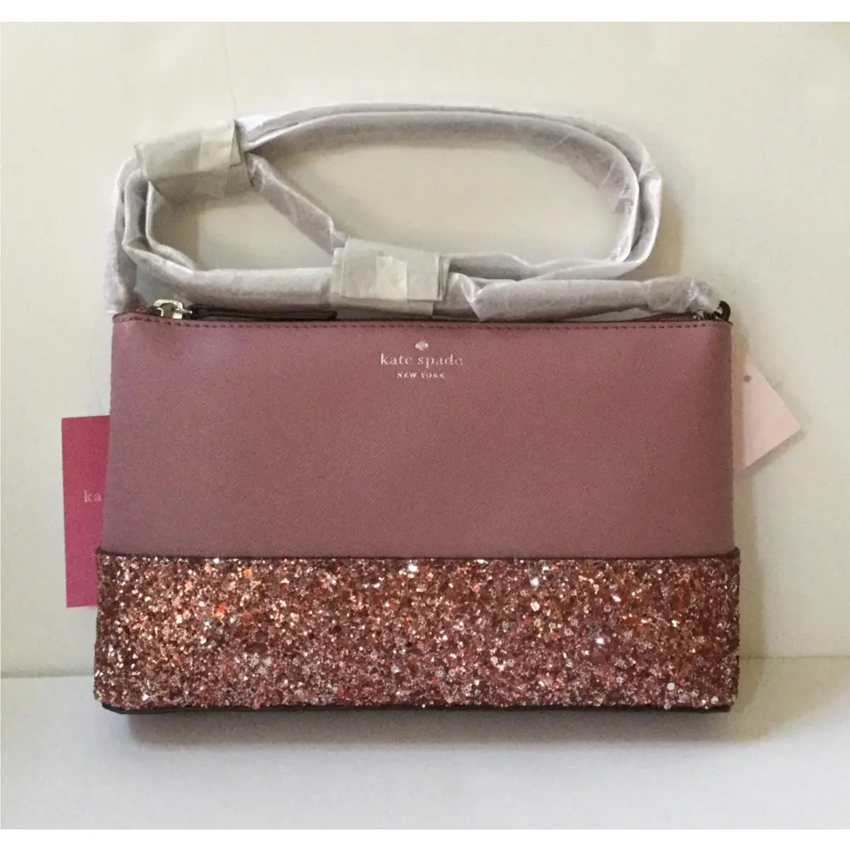 Kate Spade Greta Court Glitter Ramey Crossbody Small Bag in Dusty Peony