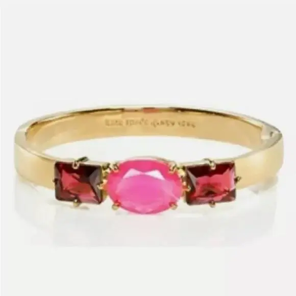 Kate Spade Hancock Park Pink Magenta Bangle Bracelet Gold Tone