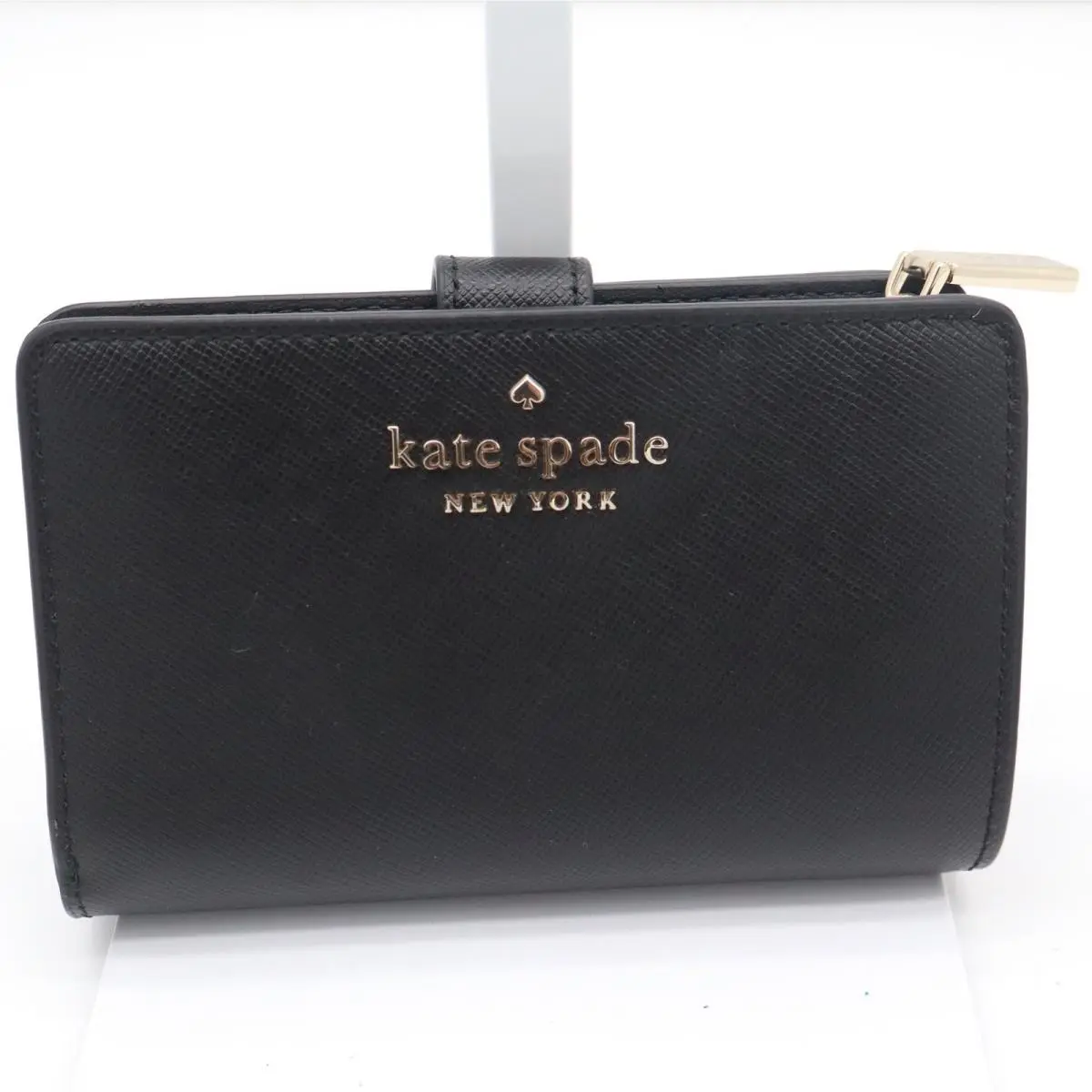 Kate Spade Staci Black Saffiano Leather Medium Bifold Wallet New