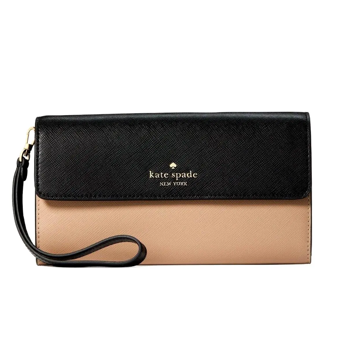 New Kate Spade Madison Colorblock Travel Wristlet Clutch Toasted Hazelnut Multi