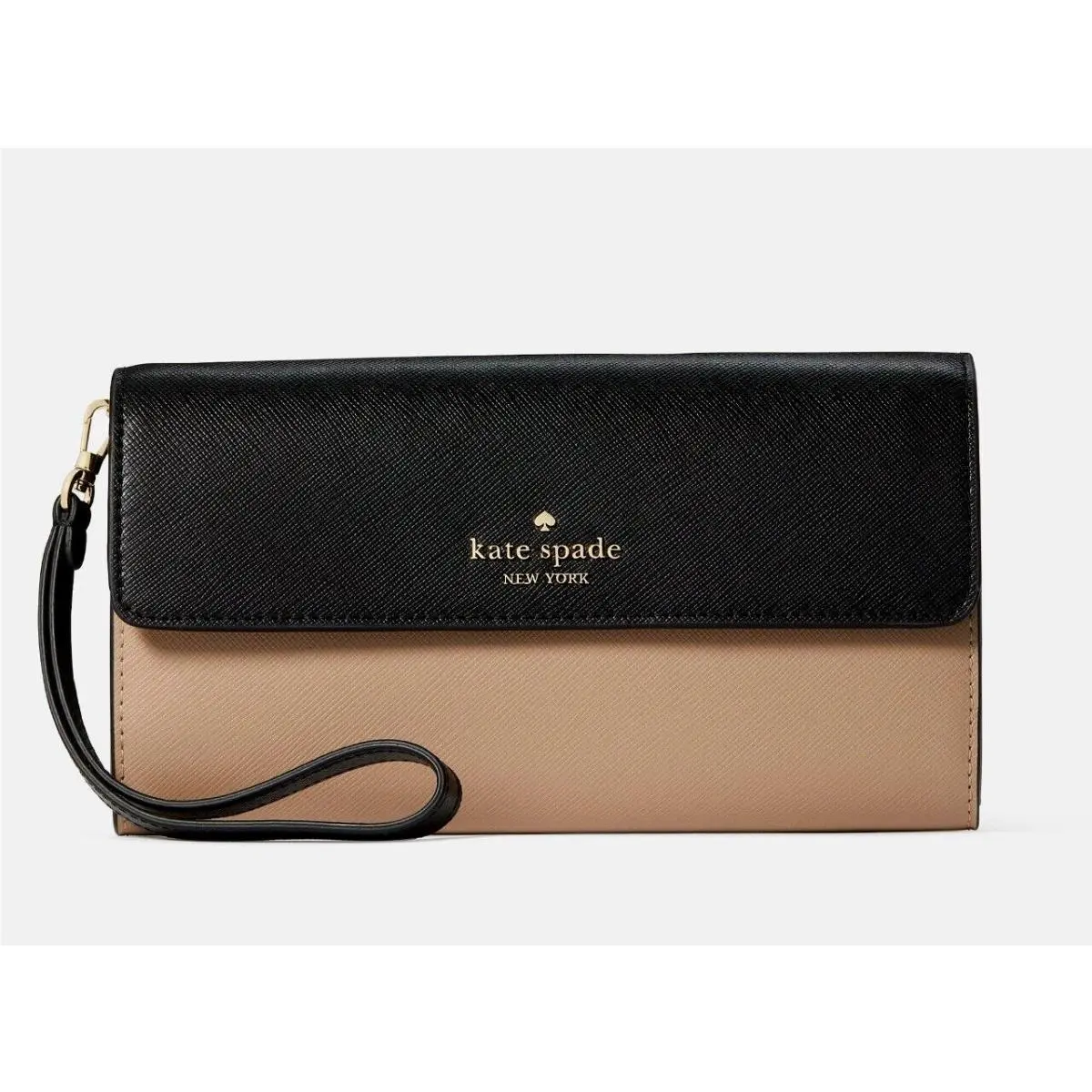 New Kate Spade Madison Colorblock Travel Wristlet Clutch Toasted Hazelnut Multi