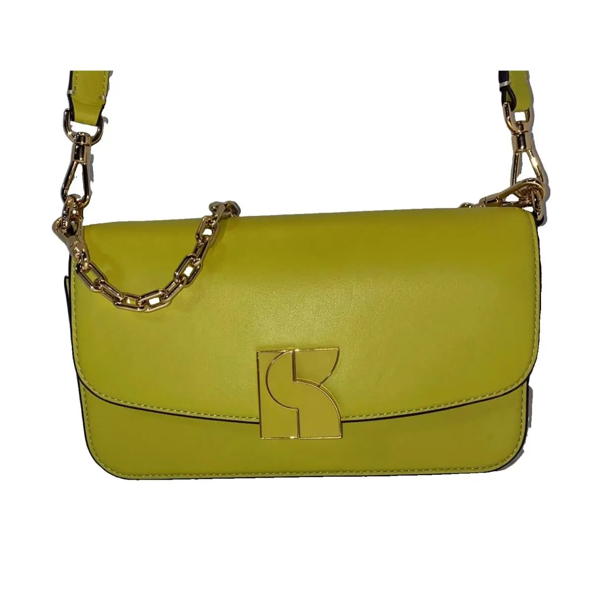 Kate Spade Dakota Crossbody Handbag Chain Leather Chartreuse Gold Accents R$358