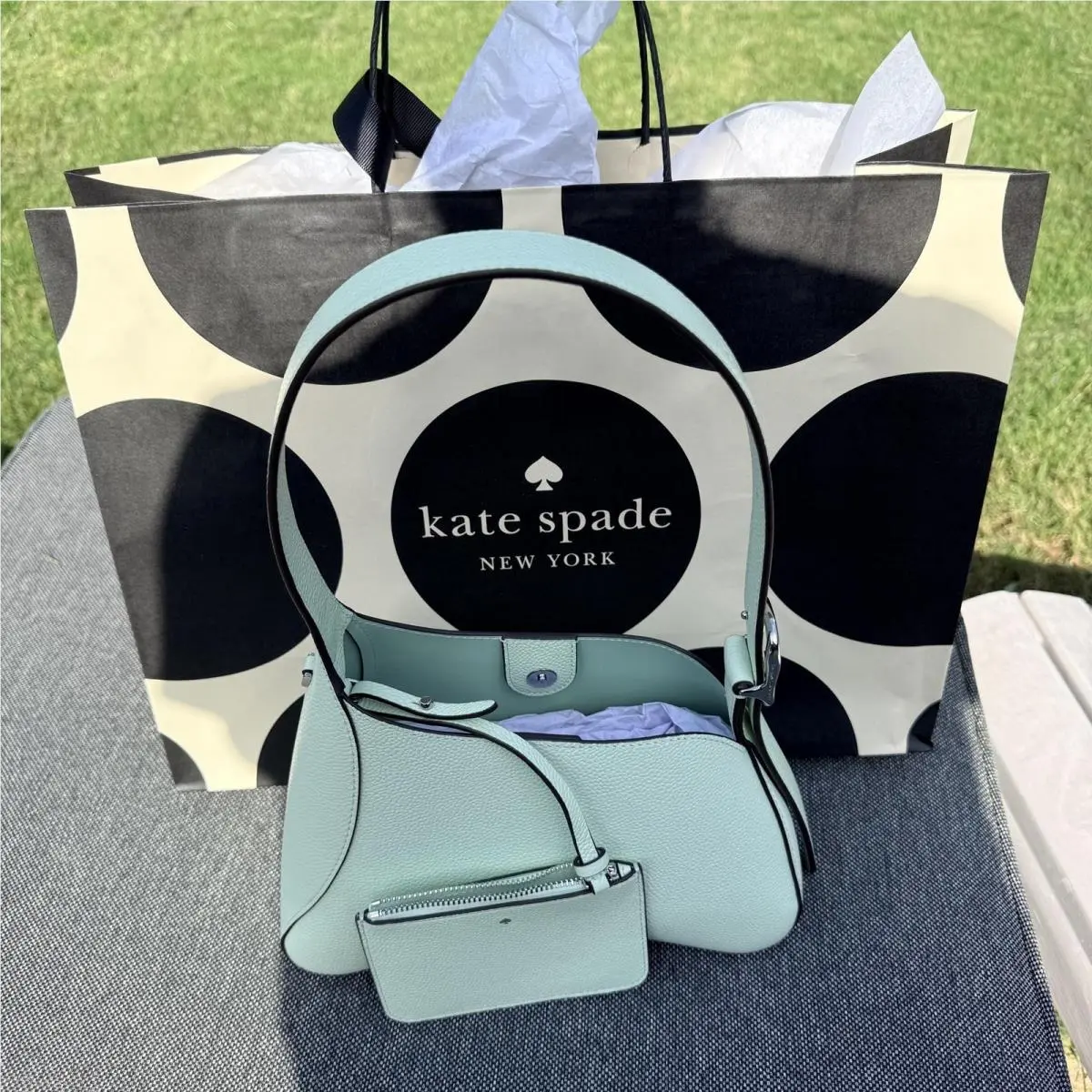 Kate Spade Jodi Hobo Purse Bag Lime Frost Small Pebbled Leather Removable Pouch