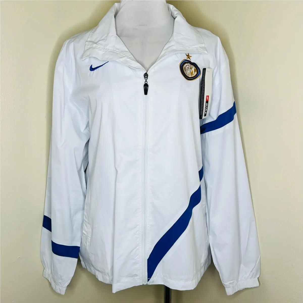 Nike Inter Milan Track Jacket XL Mens Soccer White Blue Full Zip Windbreaker
