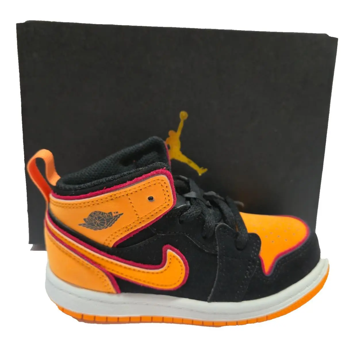 Nike Jordan 1 Mid SE Toddler Shoes Sneakers Vivid Orange Black Size 9C