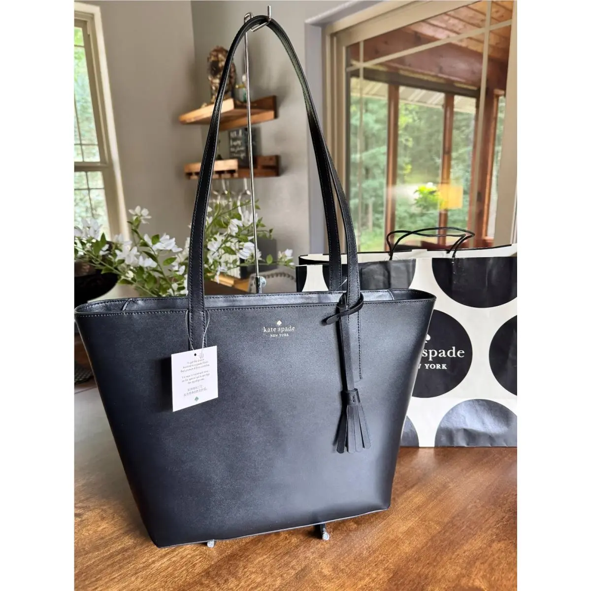 Emilia Black Leather Large Work Tote Retail by Kate Spade