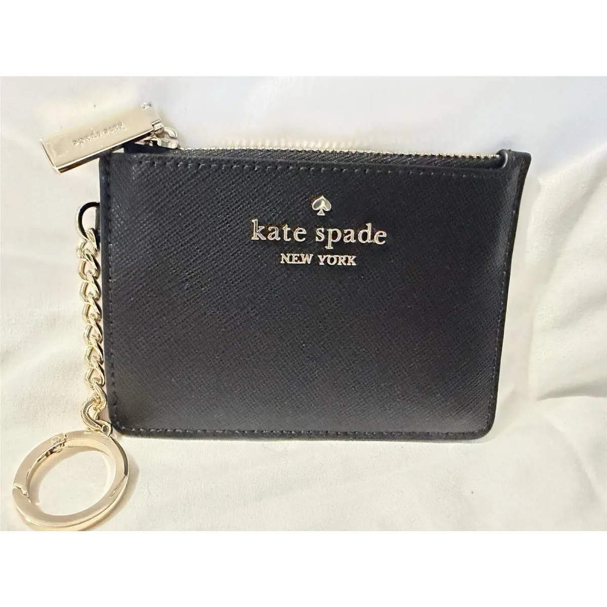 Kate Spade New York Saffiano Leather KN771 Black Key Ring Wallet New