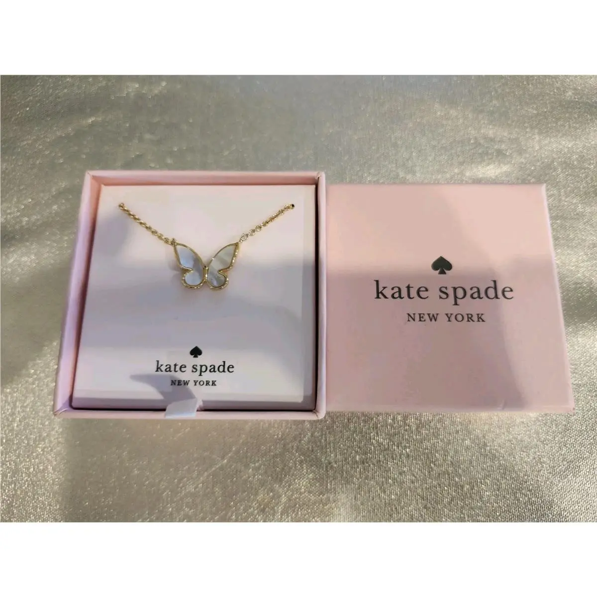 Kate Spade All A Flutter Butterfly Necklace Mother Of Pearl Gold Tone