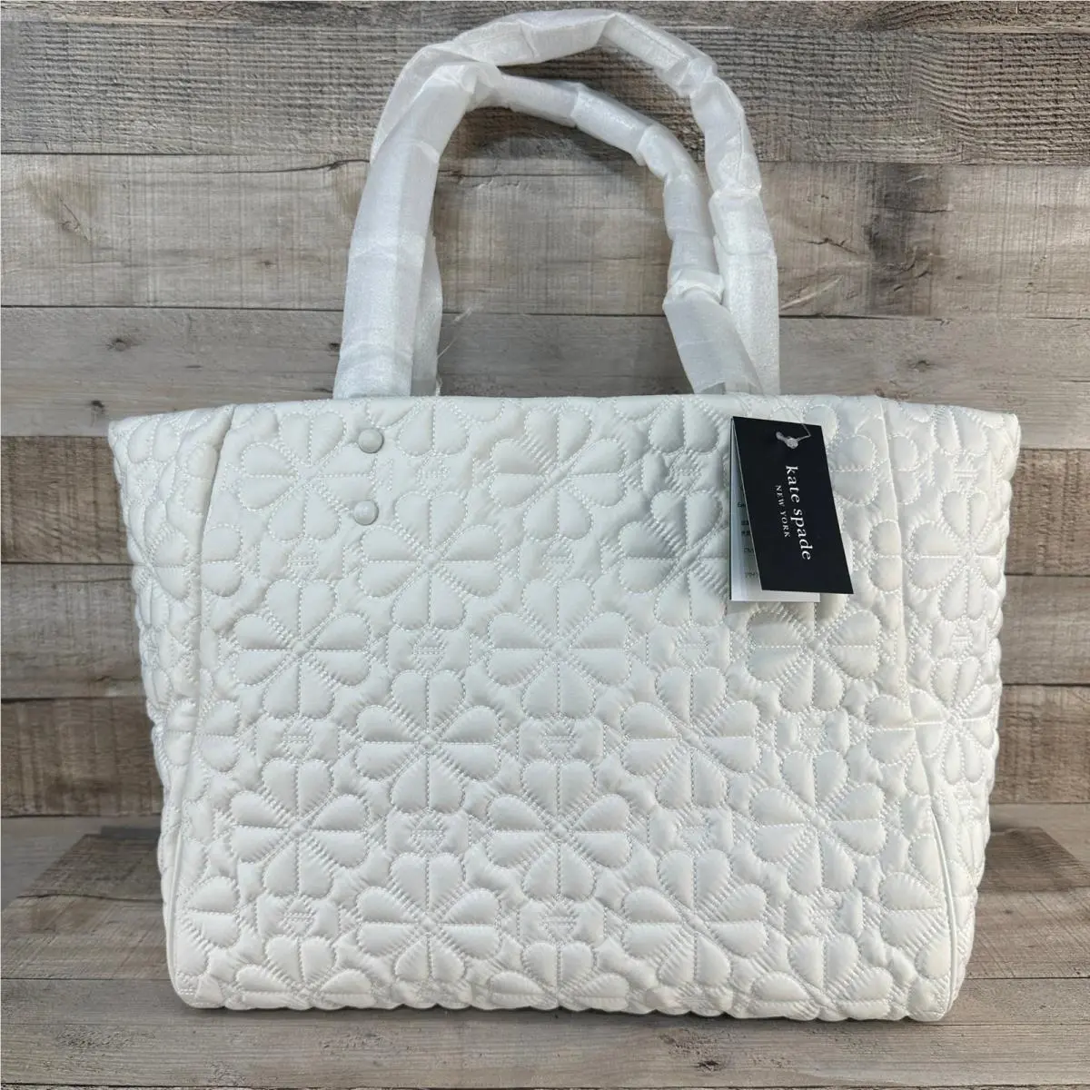 Tilly Quilted Fabric Medium Tote Bag White Dove New by Kate Spade