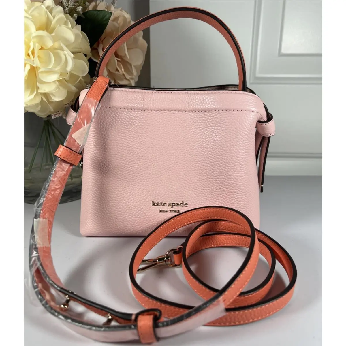 Kate Spade Pebble Leather Knott Top Handle/crossbody Mini Tote - Pink/coral