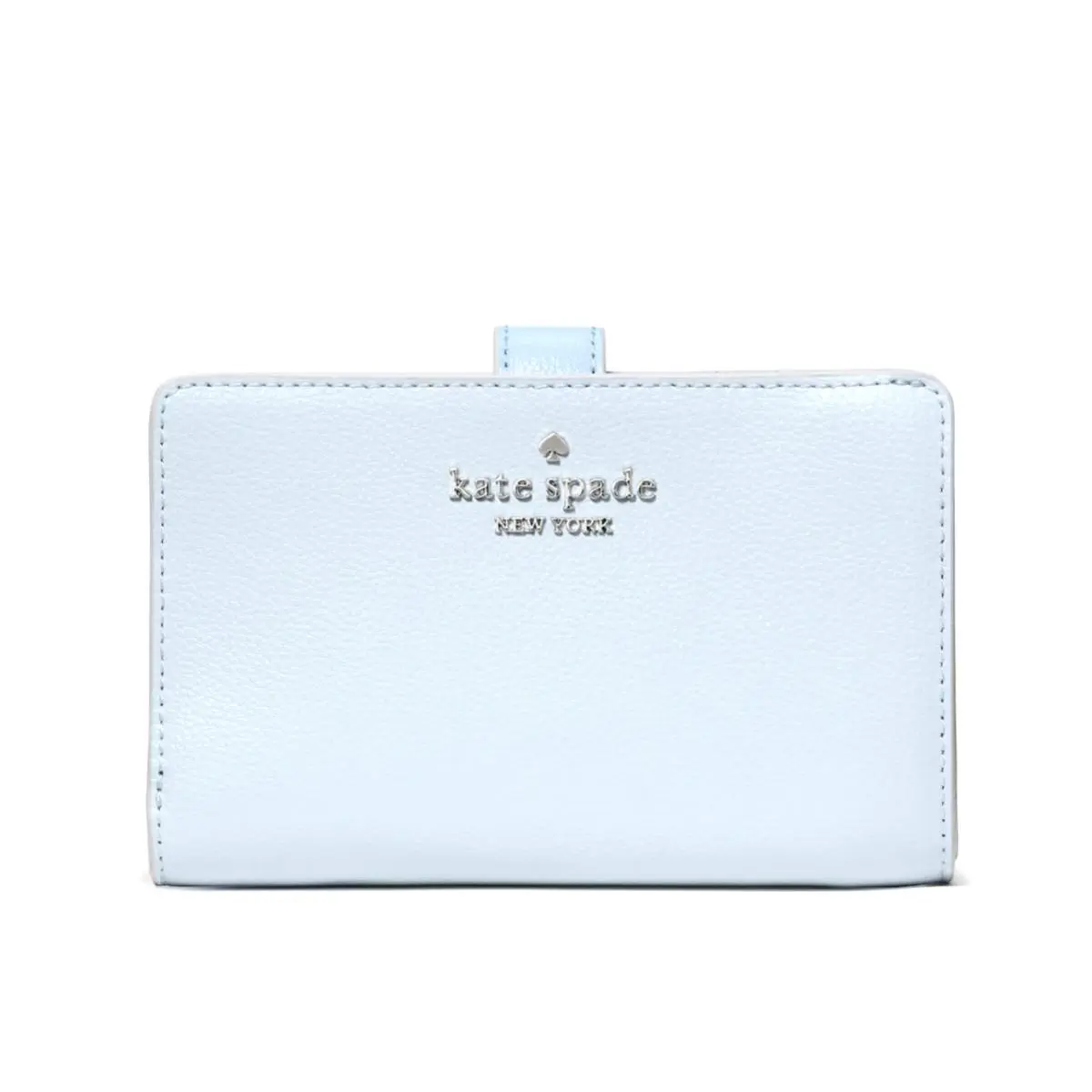 New Kate Spade Medium Compact Bifold Wallet Pebble Leather Pale Sapphirine