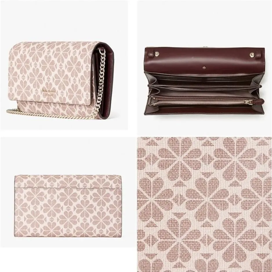 Kate Spade Spade Flower Coated Canvas Chain Wallet Clutch Pink Multi
