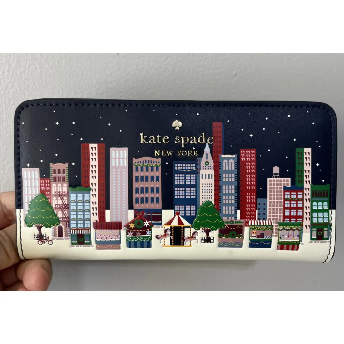 New Kate Spade Winter Wonders Large Slim Bifold Wallet Multi