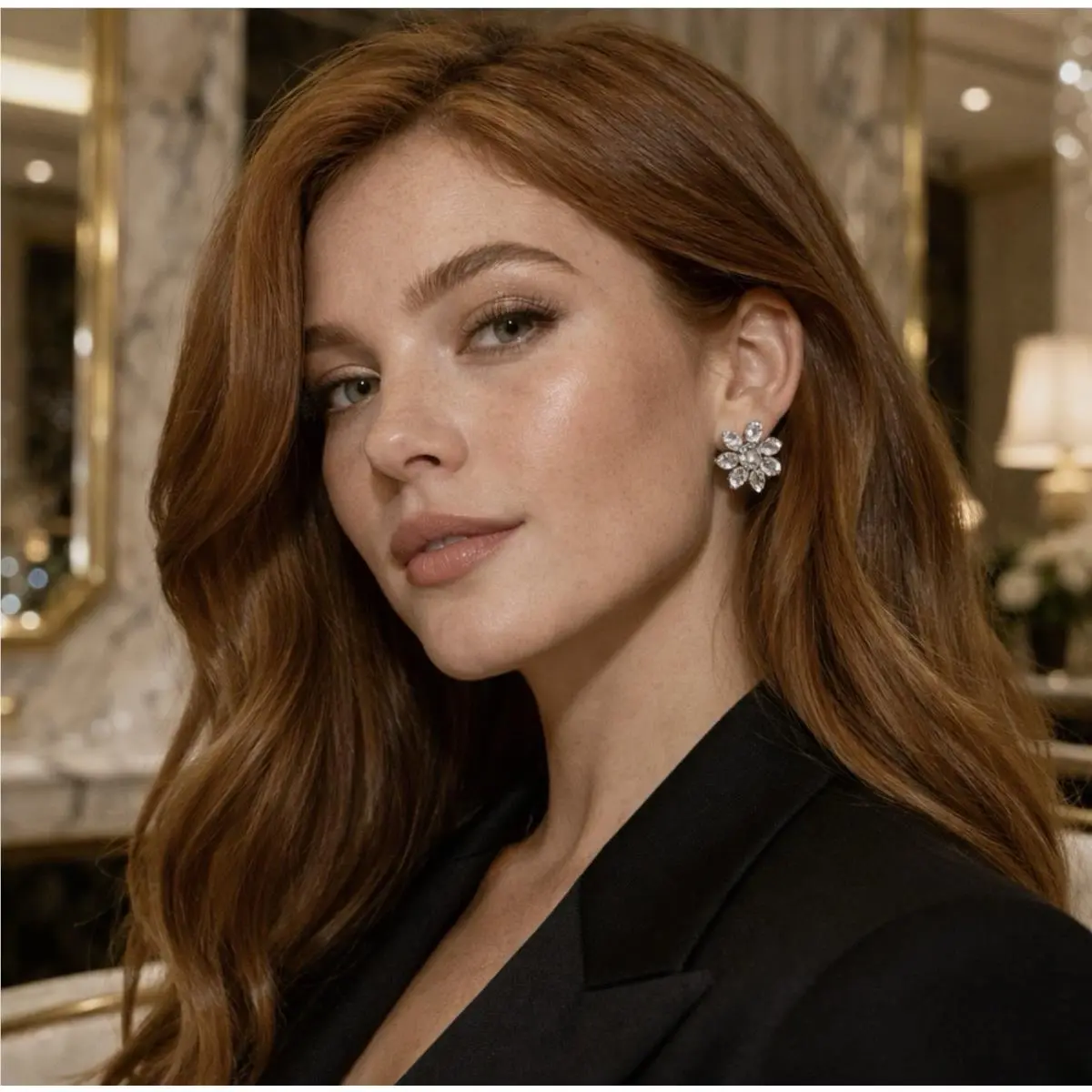 Kate Spade Full Flourish Crystal Flower Stud Earrings 1” New Glass CZ
