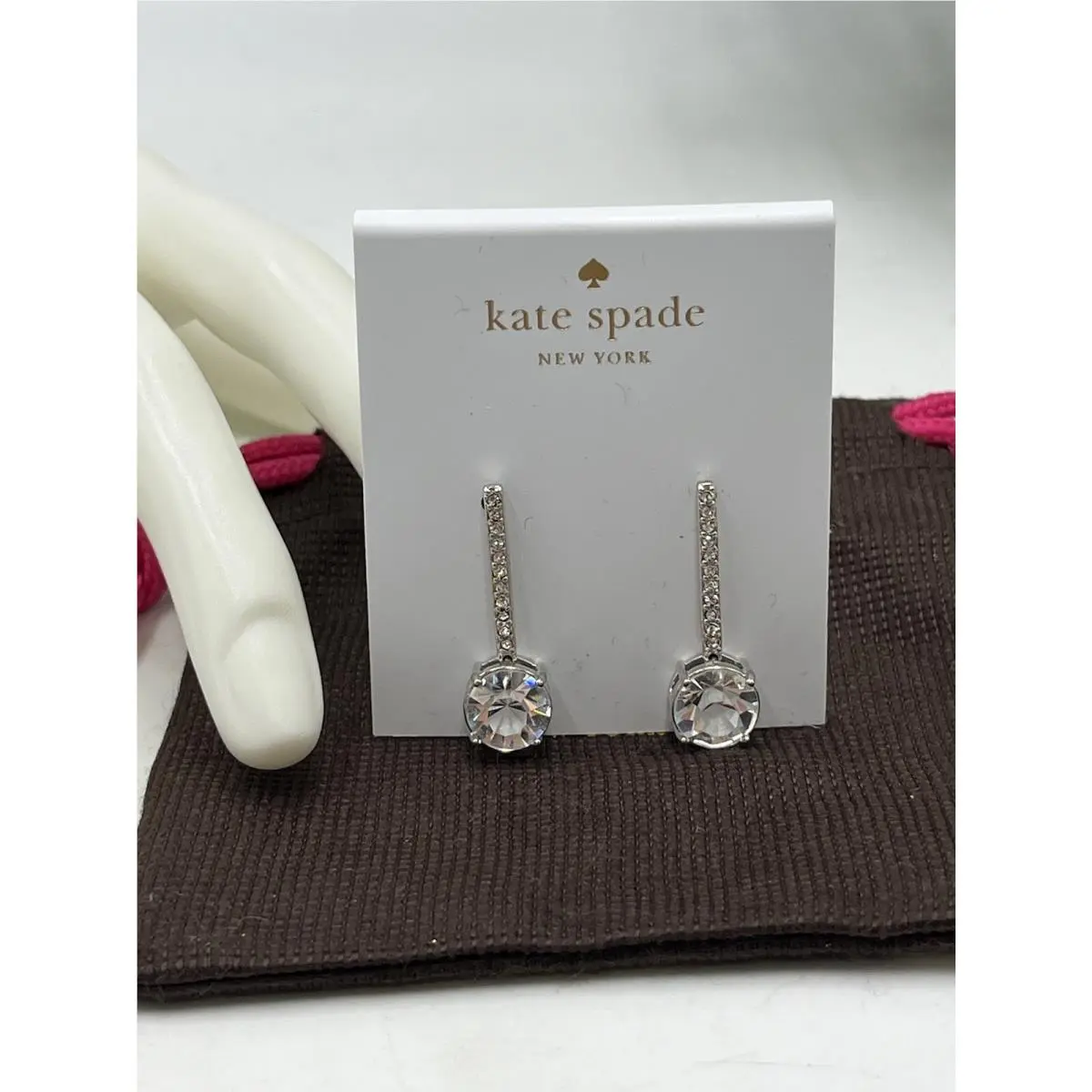 Kate Spade York Faceted Clink of Ice Linear Silver Plated Drop Earrings