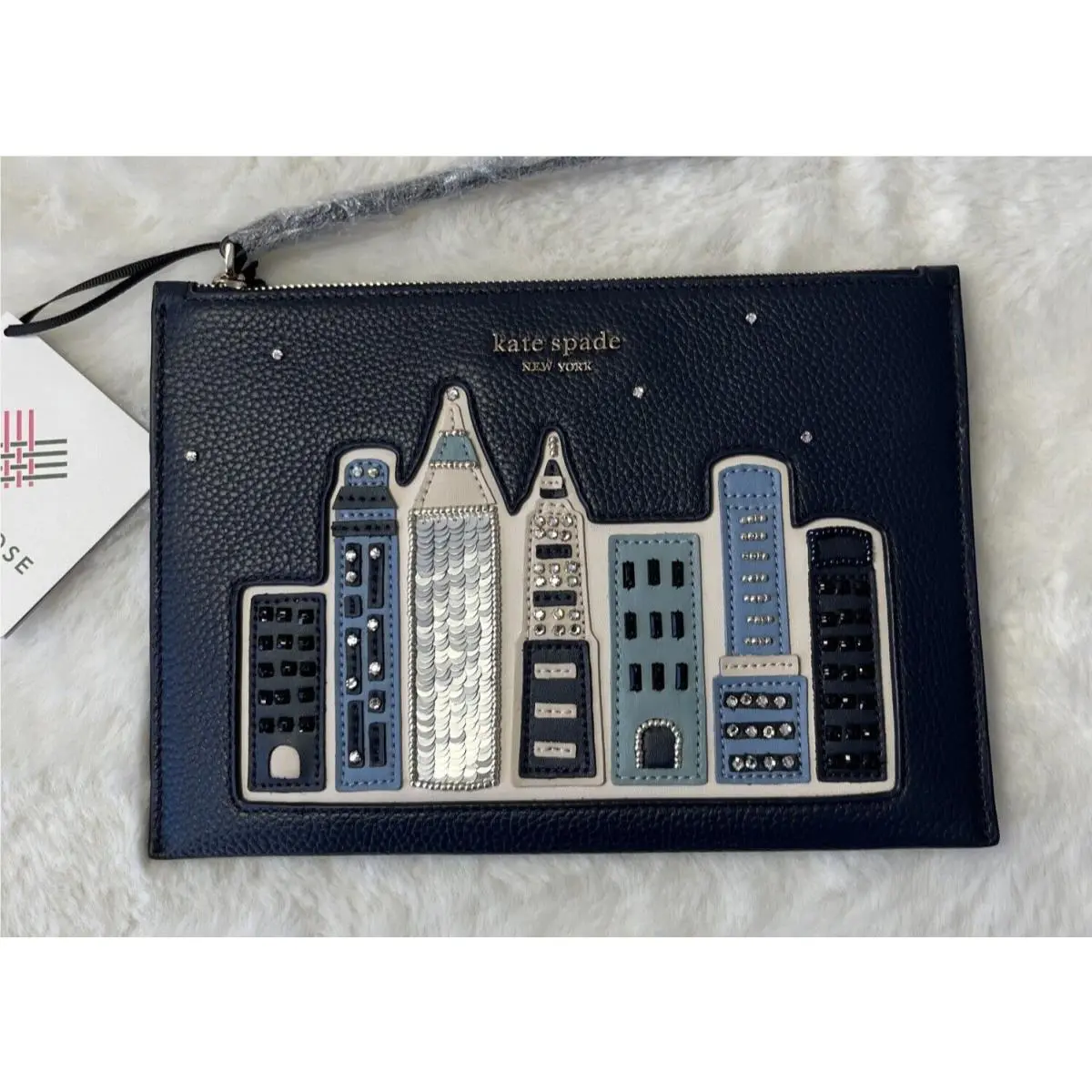 New Kate Spade On Purpose New York Skyline Pouch Wrislet Navy Blue
