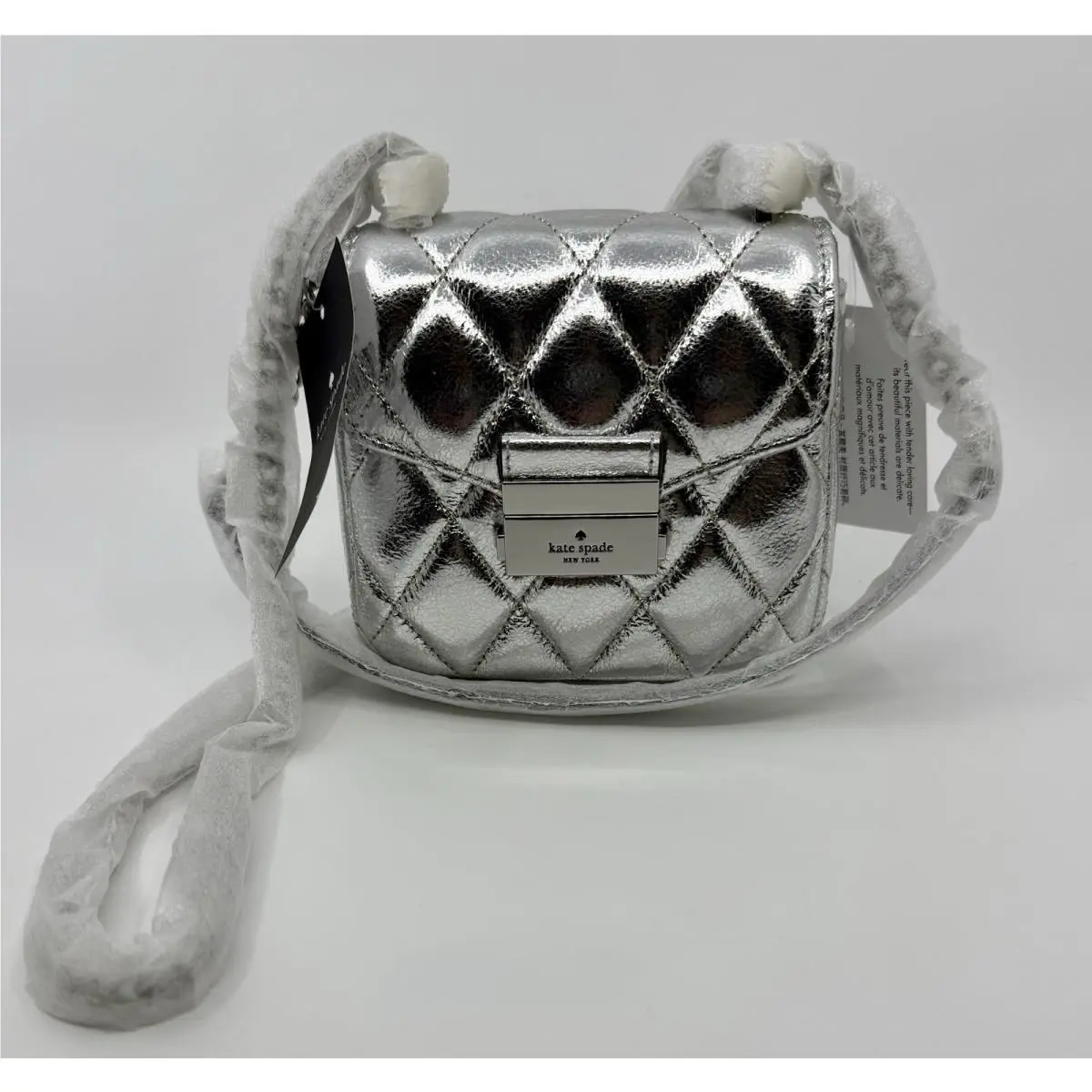 Kate Spade Purse Carey New Small Flap Chain Shoulder Bag Crossbody Lunar Sliver