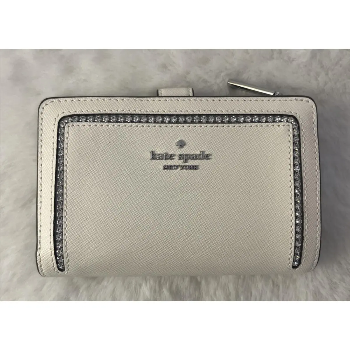 Kate Spade Madison Crystal Inlay Medium Compact Wallet Meringue Multi