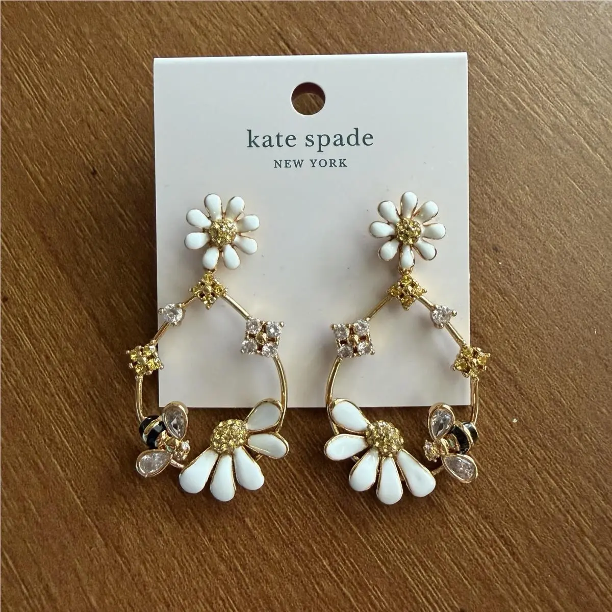 New Kate Spade Dazzling Daisies Statement Dangling Earrings K8021 Bumblebee Drop