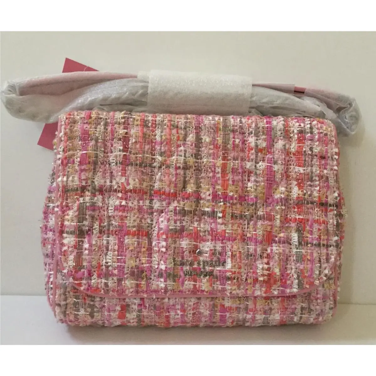 Kate Spade Briar Lane Quilted Tweed Mini Emelyn Crossbody Bag in Pink Multi
