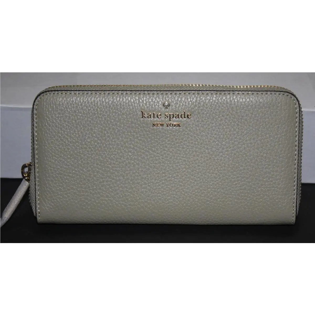 Kate Spade Large Pebbled Leather Zip Around Wallet in Elm-pockets Galore