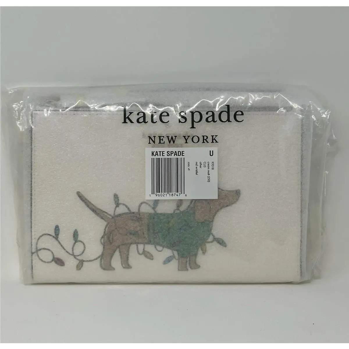 Kate Spade New York Claude Festive Zip Wristlet Clutch Wallet Leather Dachshund