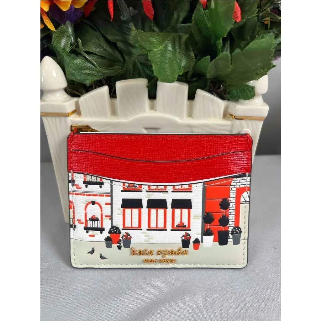 Kate Spade NY Slice Nyc Pizzeria Cityscape Embossed Leather Cardholder Lted