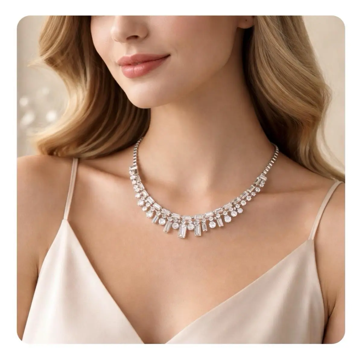 Kate Spade Clink OF Ice Crystal Charm Collar Necklace Rhodium Prom Bride Jewelry