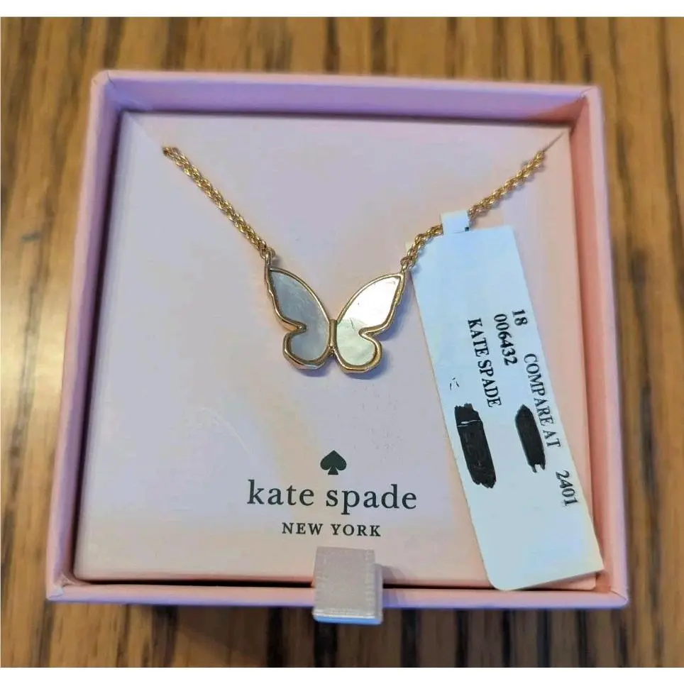 Kate Spade Gold Plated Mother Of Pearl Butterfly Necklace