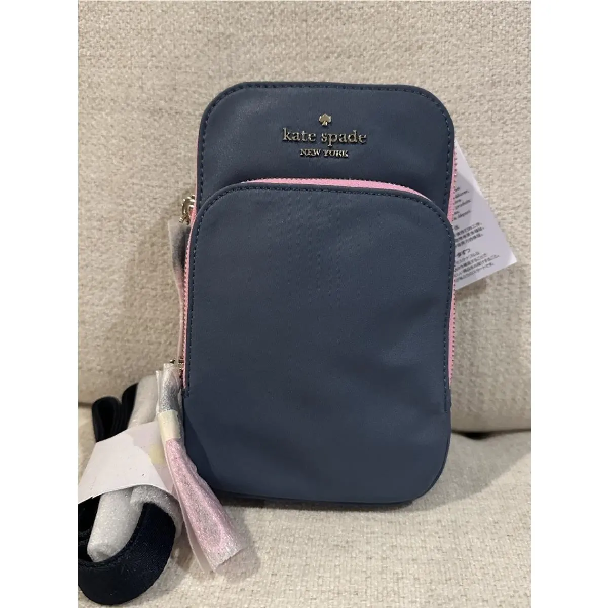 Kate Spade New York Chelsea Nylon Phone Crossbody Blue Pink