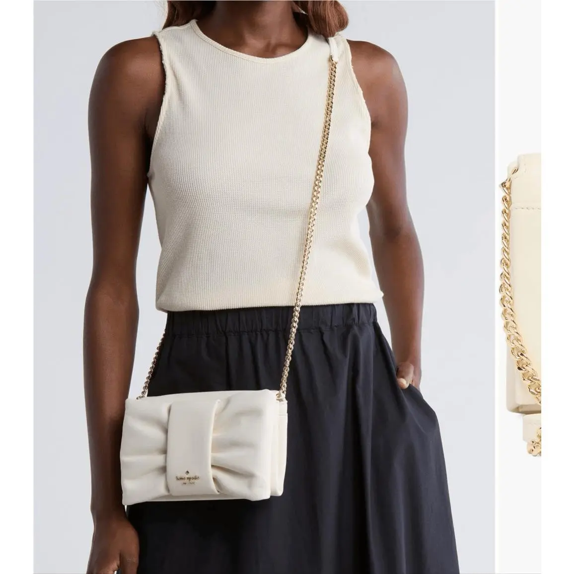 Kate Spade York Millie Bow Flap Crossbody Leather Bag in Meringue