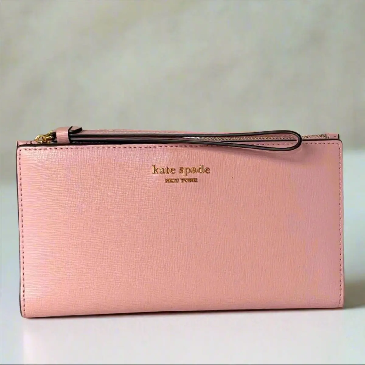 Kate Spade Morgan Continental Wristlet Wallet Pink Dune Leather Bifold