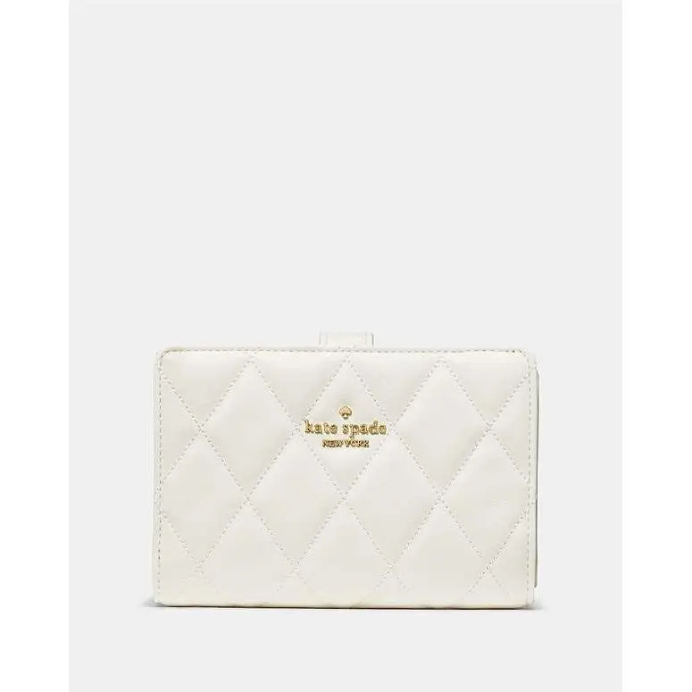 Kate Spade York Quilted Medium Bifold Wallet Leather Snap Closure