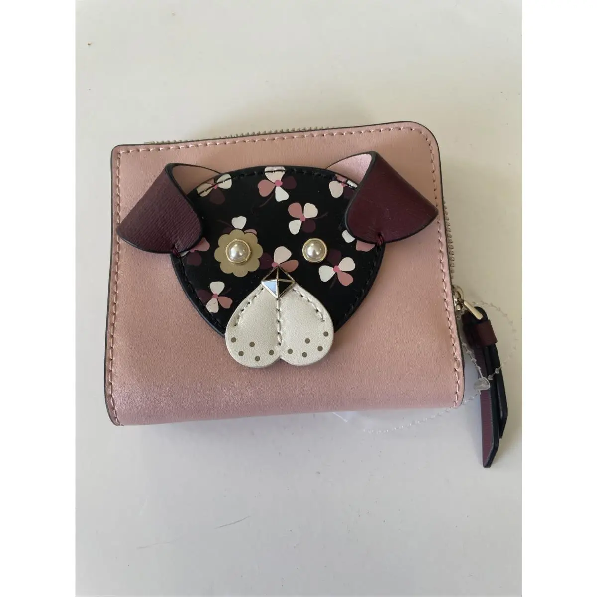 Kate Spade Floral Pup Small Zip Around Bifold Wallet