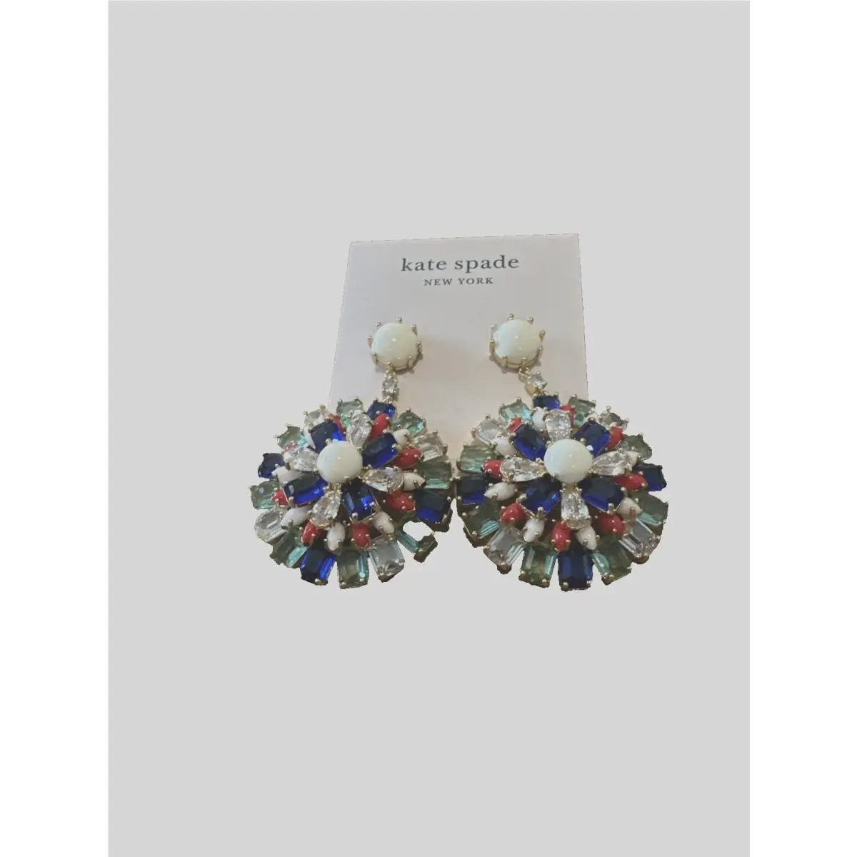 Kate Spade Firework Floral Statement Drop Earrings Multicolor Stones Womens`s