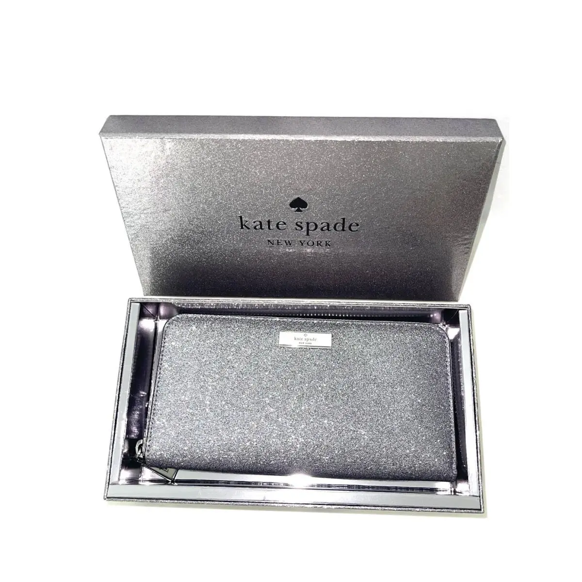 Kate Spade New York Kenzie Boxed Silver Glitter Continental Wallet